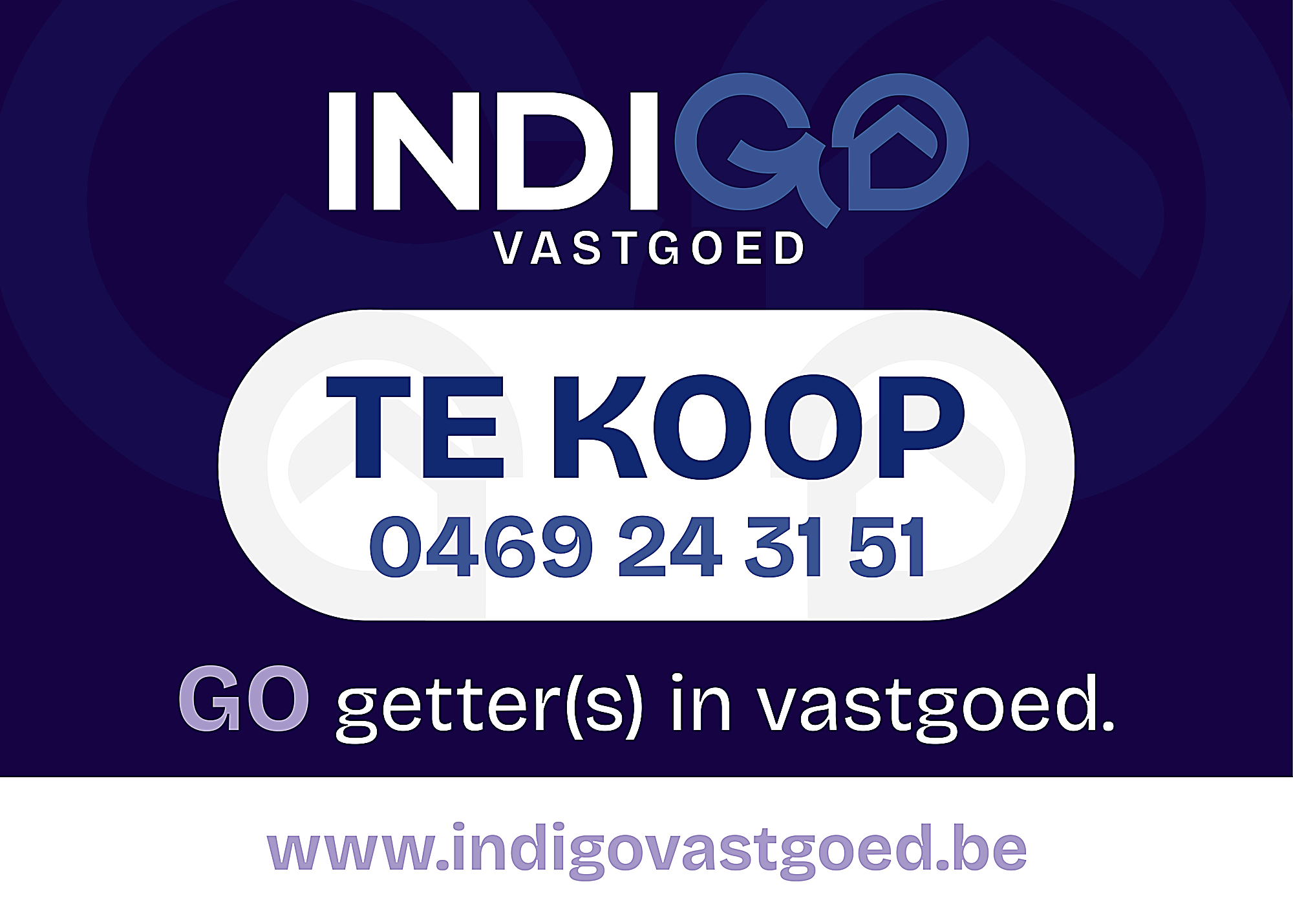Het te koopbord van Indigo Vastgoed
